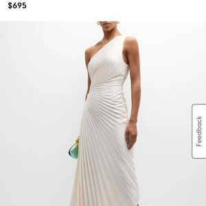 A.L.C. Delfina Pleated Long Asymmetric One-Shoulder Dress
